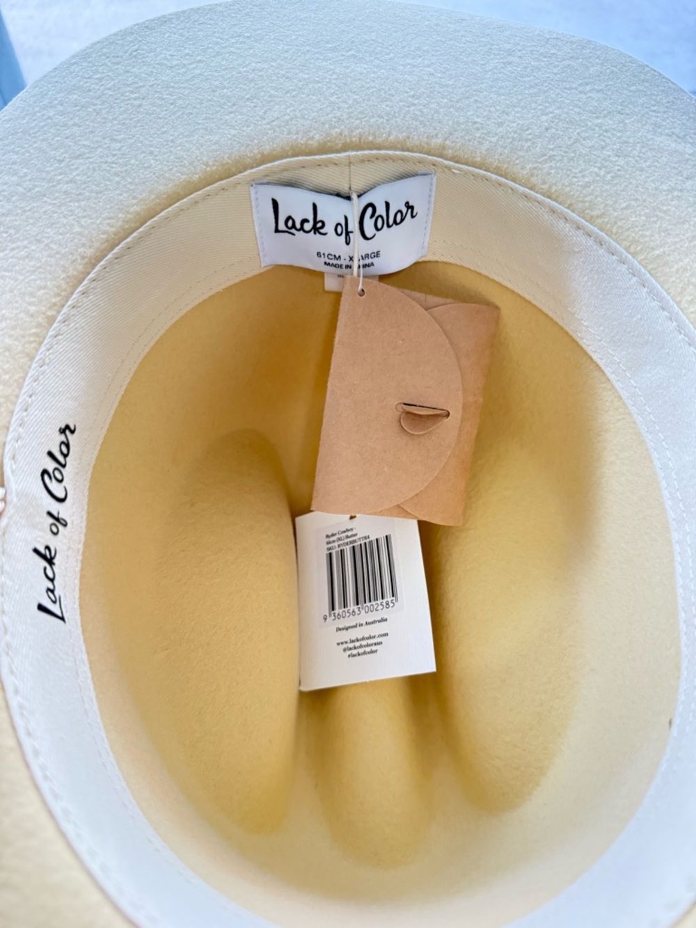 lack of color ryder butter yellow western cowboy wool tall crown hat size XL NEW - Picture 5 of 7
